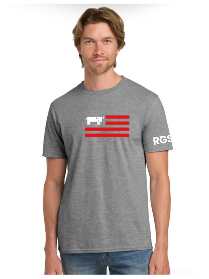 GREY- FULL FLAG LOGO- Gildan - T-Shirt. 980